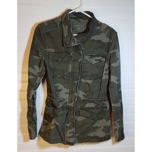Aeropostale Womens Sm Camouflage Print Utility Jacket Military Army Cargo Pocket
